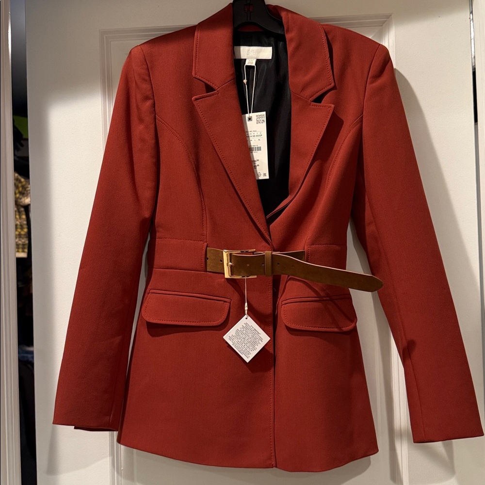 NWT Gorgeous ZARA Belted Blazer XS